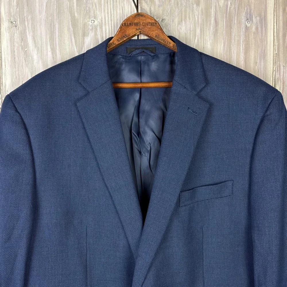 Ralph Lauren Blazer Mens Blue Textured Two Button Sport Coat Jacket Black Label‎
